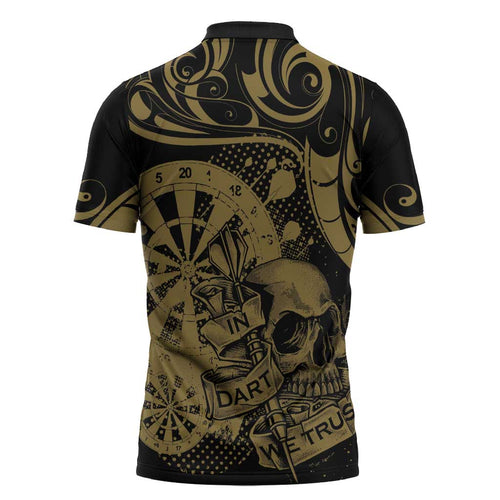 New Zealand Darts Zipper Polo Shirt Skull In Dart We Trust Maori Pattern - Aussie Hoodie