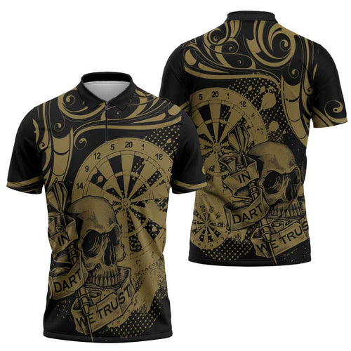 New Zealand Darts Zipper Polo Shirt Skull In Dart We Trust Maori Pattern - Aussie Hoodie