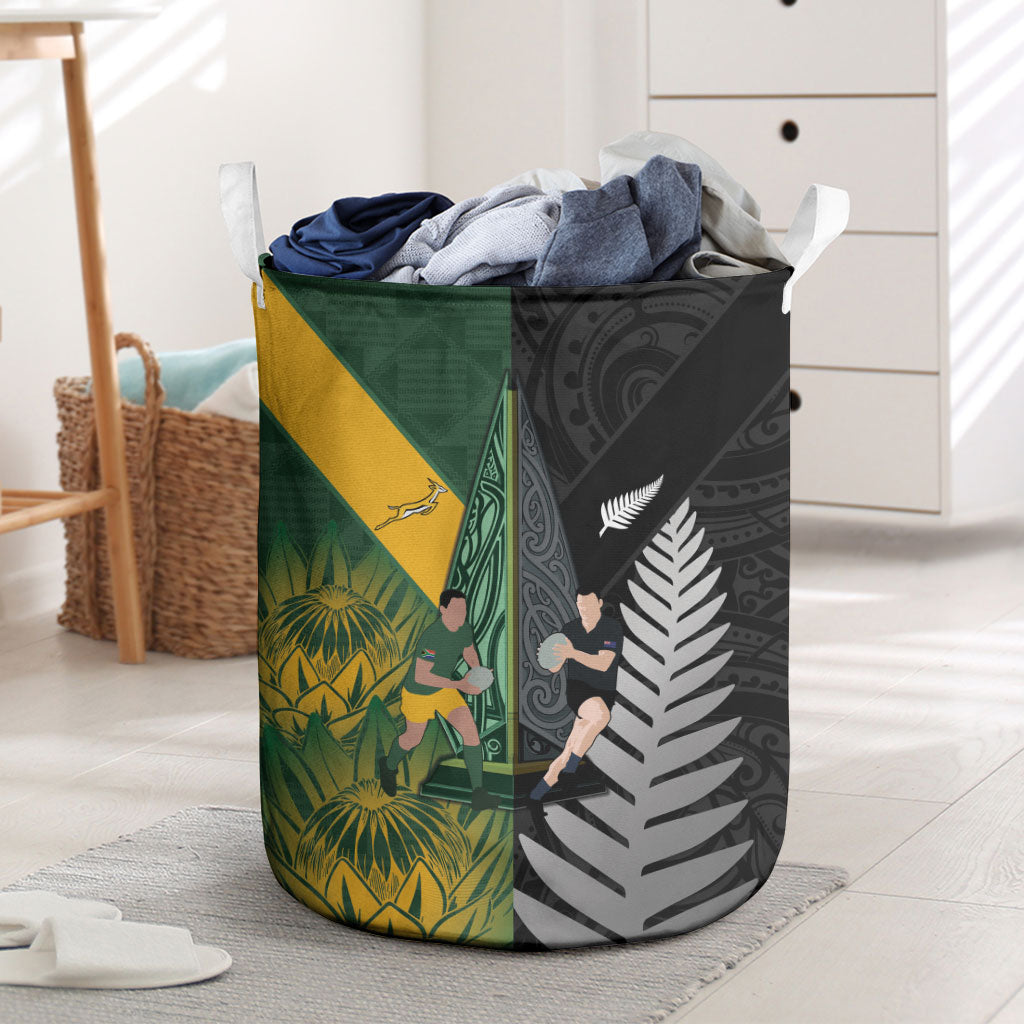 New Zealand and South Africa Rugby Laundry Basket Ultimate Rivalry All Black Springboks