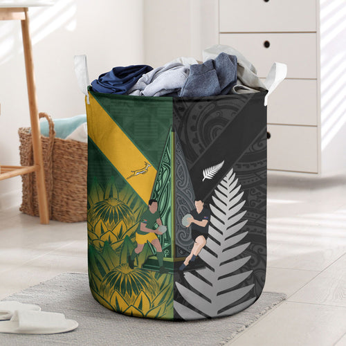 New Zealand and South Africa Rugby Laundry Basket Ultimate Rivalry All Black Springboks