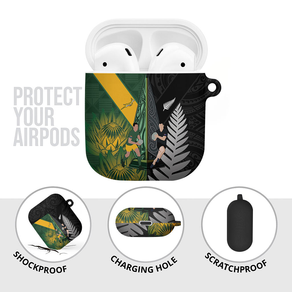 New Zealand and South Africa Rugby AirPods Case Ultimate Rivalry All Black Springboks