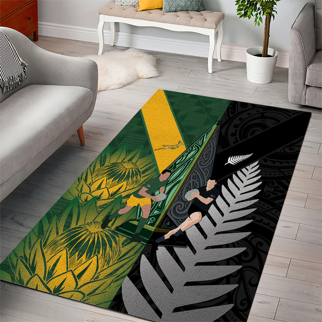 New Zealand and South Africa Rugby Area Rug Ultimate Rivalry All Black Springboks