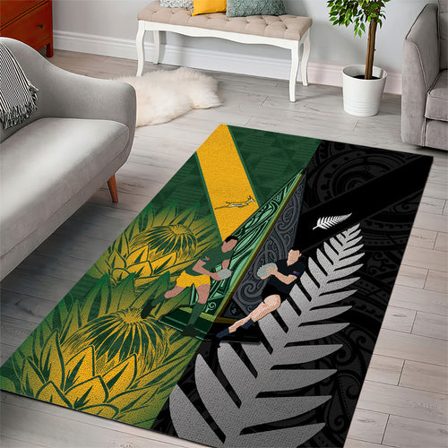 New Zealand and South Africa Rugby Area Rug Ultimate Rivalry All Black Springboks