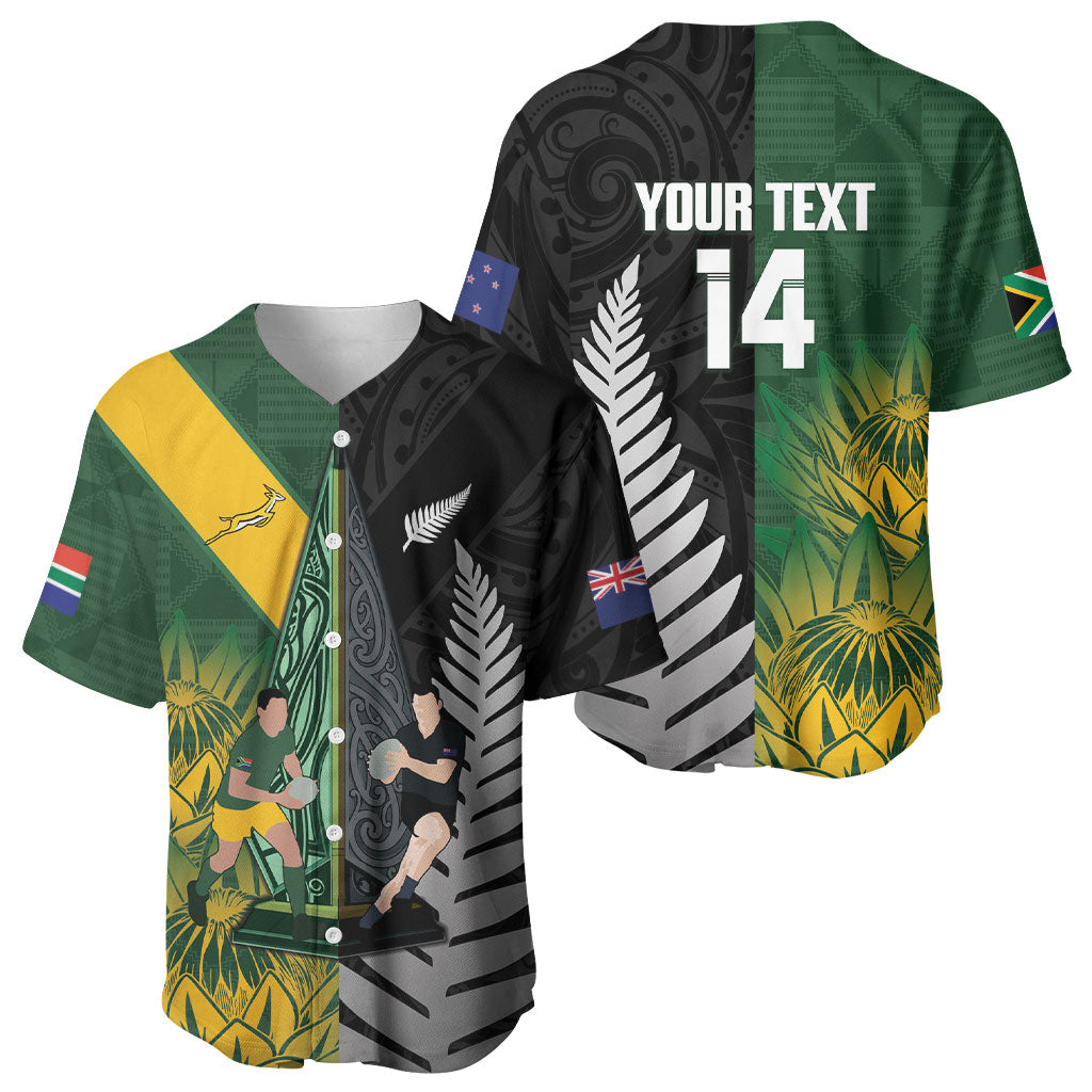 New Zealand and South Africa Rugby Custom Baseball Jersey Ultimate Rivalry All Black Springboks
