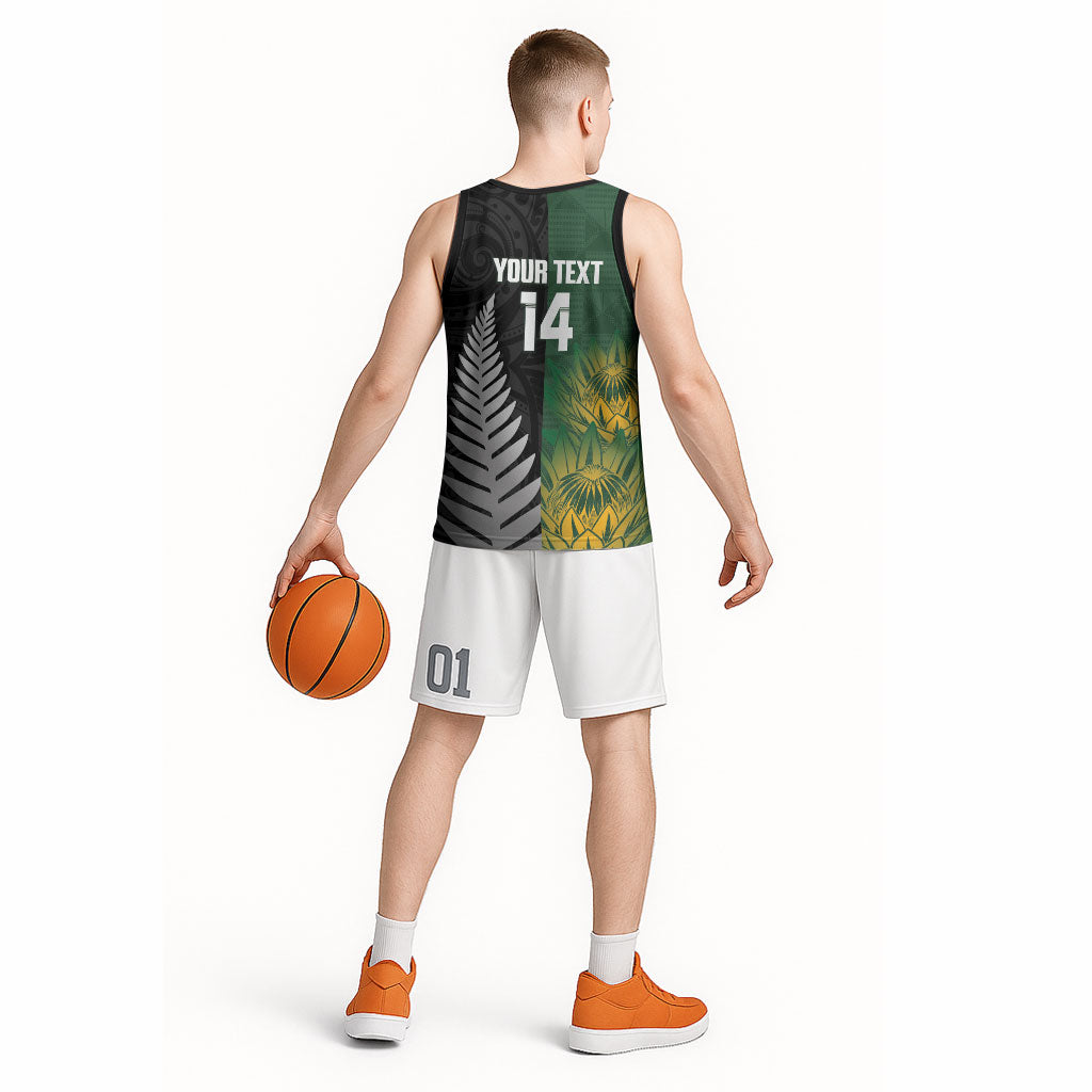 New Zealand and South Africa Rugby Custom Basketball Jersey Ultimate Rivalry All Black Springboks