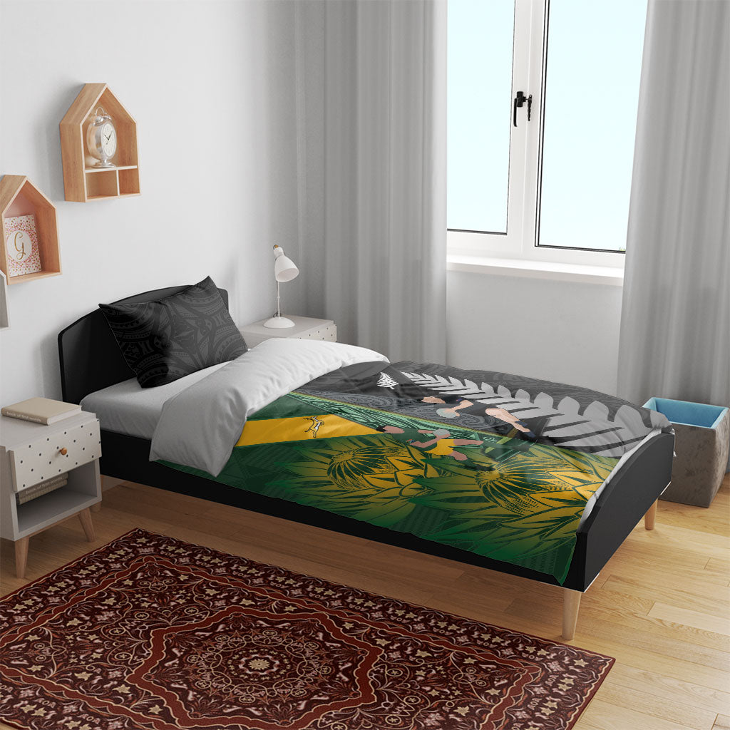New Zealand and South Africa Rugby Bedding Set Ultimate Rivalry All Black Springboks