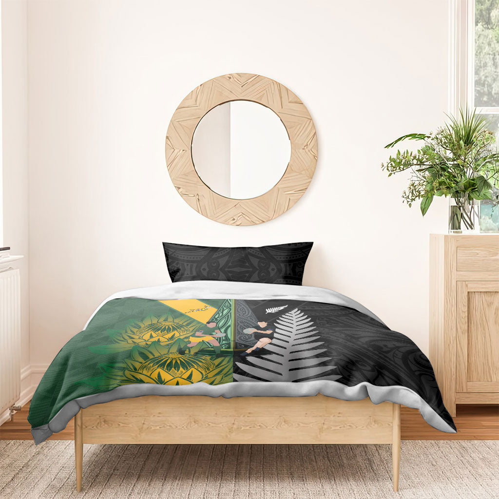New Zealand and South Africa Rugby Bedding Set Ultimate Rivalry All Black Springboks