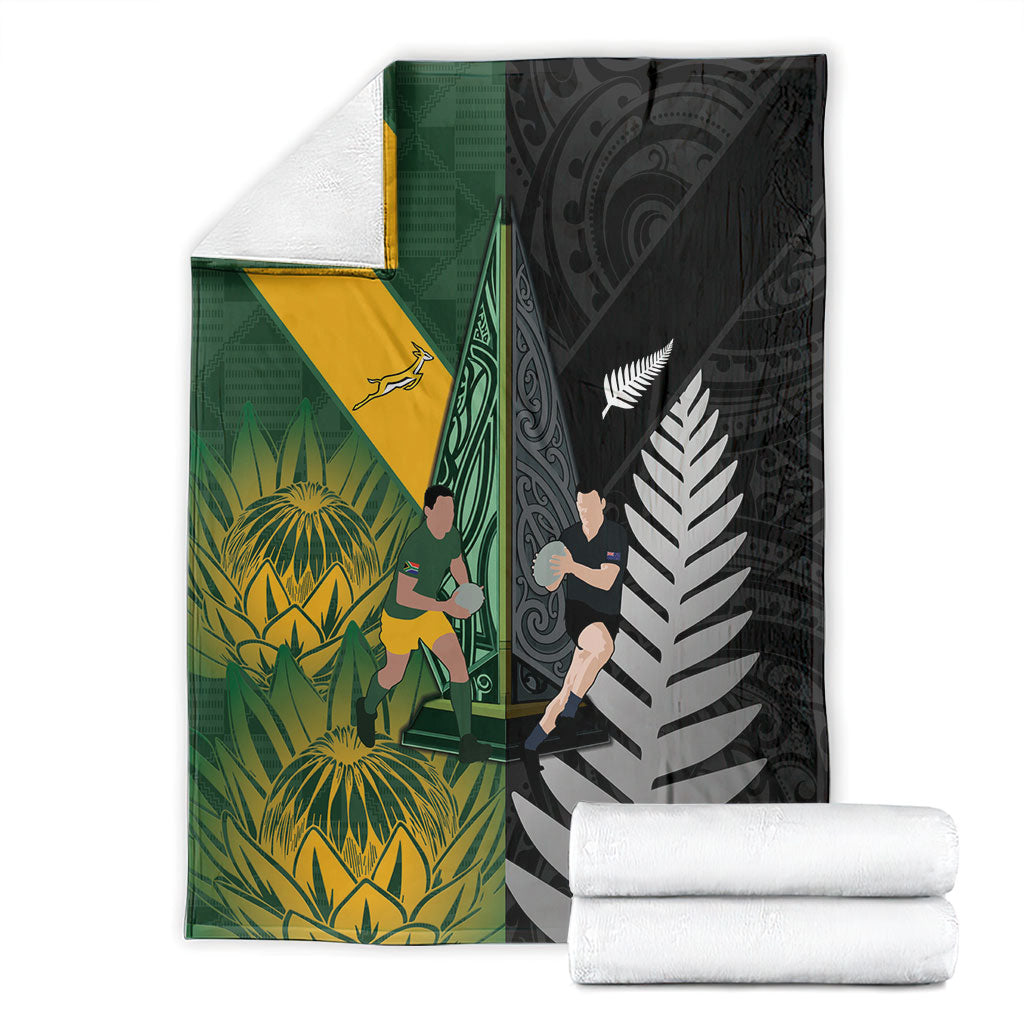 New Zealand and South Africa Rugby Blanket Ultimate Rivalry All Black Springboks