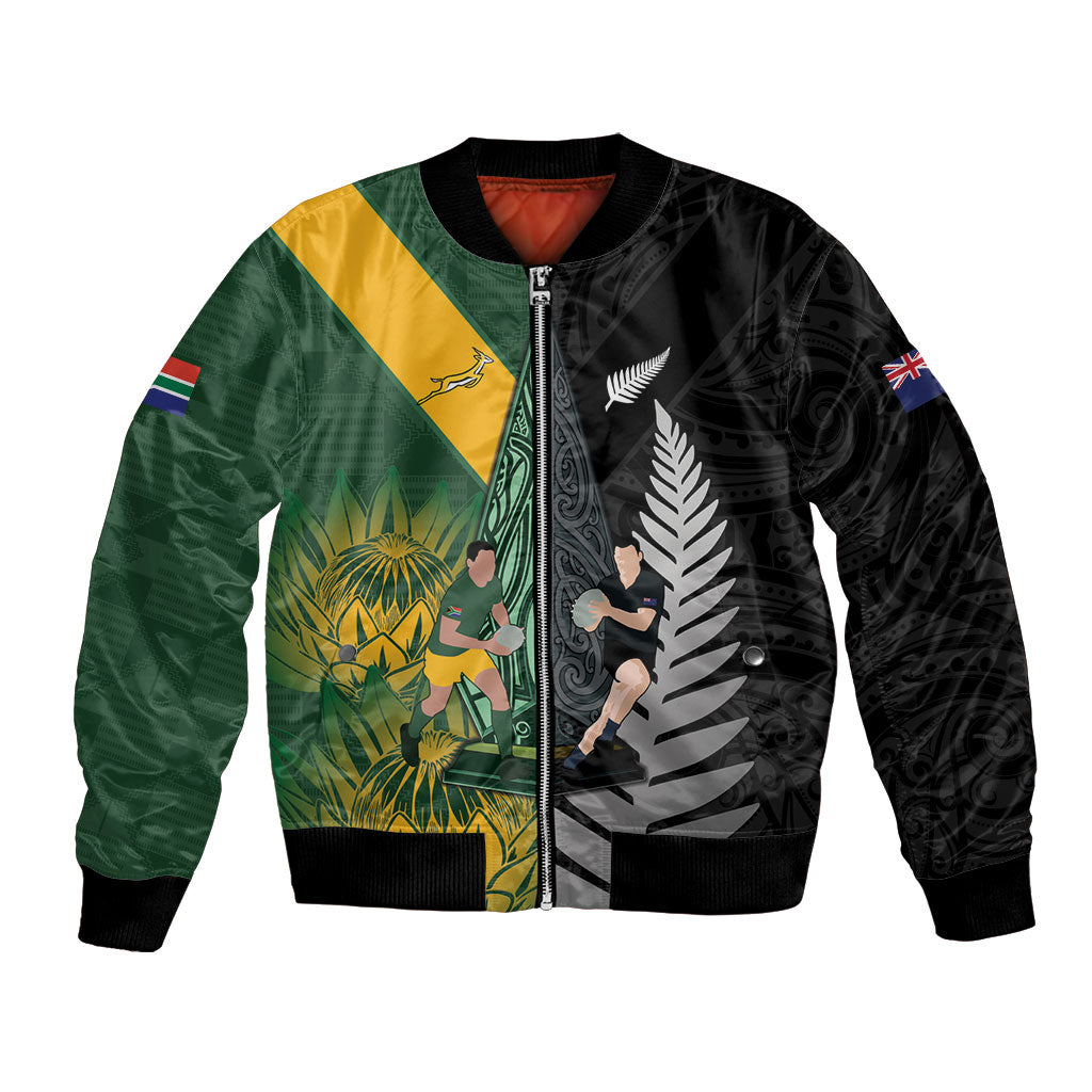 New Zealand and South Africa Rugby Custom Bomber Jacket Ultimate Rivalry All Black Springboks