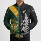 New Zealand and South Africa Rugby Custom Bomber Puffer Jacket Ultimate Rivalry All Black Springboks
