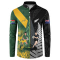New Zealand and South Africa Rugby Custom Button Sweatshirt Ultimate Rivalry All Black Springboks