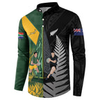 New Zealand and South Africa Rugby Custom Button Sweatshirt Ultimate Rivalry All Black Springboks