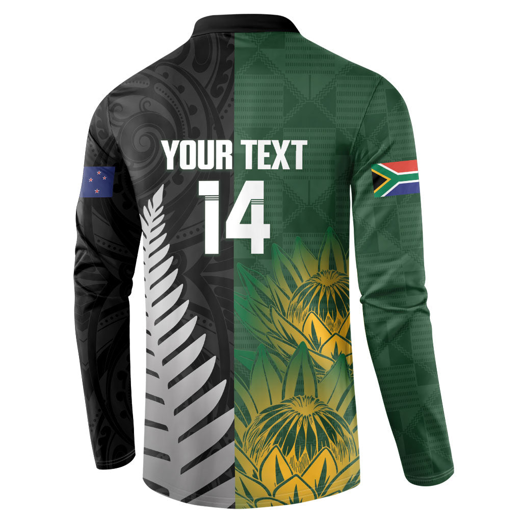 New Zealand and South Africa Rugby Custom Button Sweatshirt Ultimate Rivalry All Black Springboks