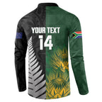 New Zealand and South Africa Rugby Custom Button Sweatshirt Ultimate Rivalry All Black Springboks