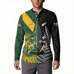 New Zealand and South Africa Rugby Custom Button Sweatshirt Ultimate Rivalry All Black Springboks