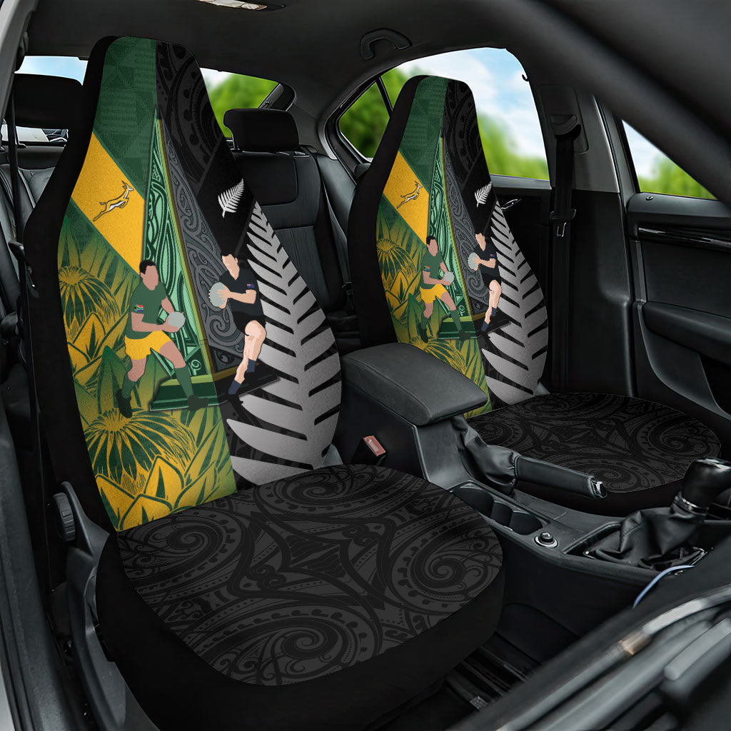 New Zealand and South Africa Rugby Car Seat Cover Ultimate Rivalry All Black Springboks