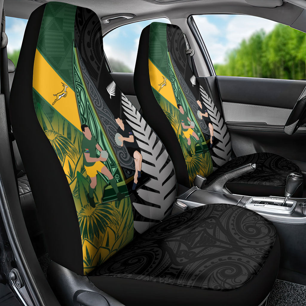 New Zealand and South Africa Rugby Car Seat Cover Ultimate Rivalry All Black Springboks