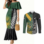 New Zealand and South Africa Rugby Custom Couples Matching Mermaid Dress and Long Sleeve Button Shirt Ultimate Rivalry All Black Springboks