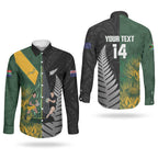 New Zealand and South Africa Rugby Custom Couples Matching Mermaid Dress and Long Sleeve Button Shirt Ultimate Rivalry All Black Springboks