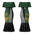New Zealand and South Africa Rugby Custom Couples Matching Mermaid Dress and Long Sleeve Button Shirt Ultimate Rivalry All Black Springboks