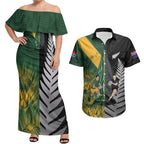 New Zealand and South Africa Rugby Custom Couples Matching Off Shoulder Maxi Dress and Hawaiian Shirt Ultimate Rivalry All Black Springboks