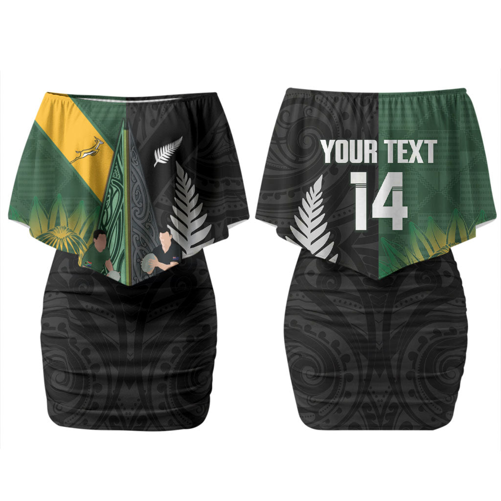 New Zealand and South Africa Rugby Custom Couples Matching Off Shoulder Short Dress and Hawaiian Shirt Ultimate Rivalry All Black Springboks
