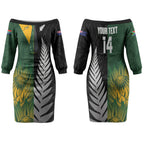 New Zealand and South Africa Rugby Custom Couples Matching Off The Shoulder Long Sleeve Dress and Hawaiian Shirt Ultimate Rivalry All Black Springboks