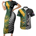 New Zealand and South Africa Rugby Custom Couples Matching Short Sleeve Bodycon Dress and Hawaiian Shirt Ultimate Rivalry All Black Springboks