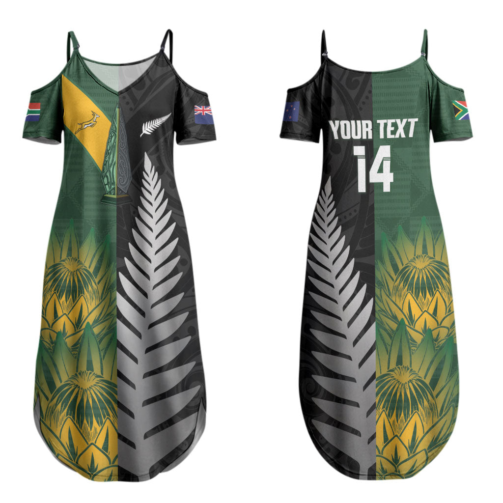New Zealand and South Africa Rugby Custom Couples Matching Summer Maxi Dress and Hawaiian Shirt Ultimate Rivalry All Black Springboks