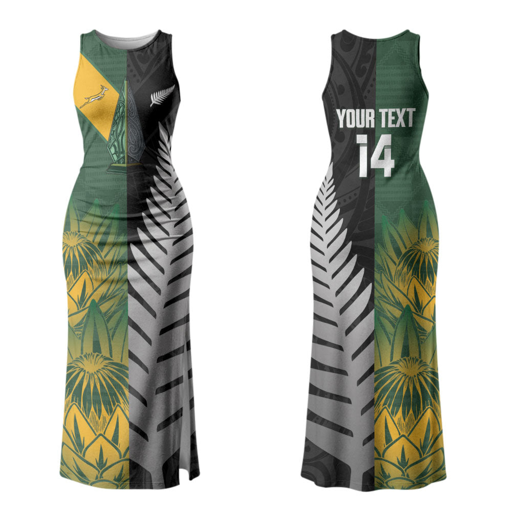New Zealand and South Africa Rugby Custom Couples Matching Tank Maxi Dress and Hawaiian Shirt Ultimate Rivalry All Black Springboks