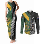 New Zealand and South Africa Rugby Custom Couples Matching Tank Maxi Dress and Long Sleeve Button Shirt Ultimate Rivalry All Black Springboks