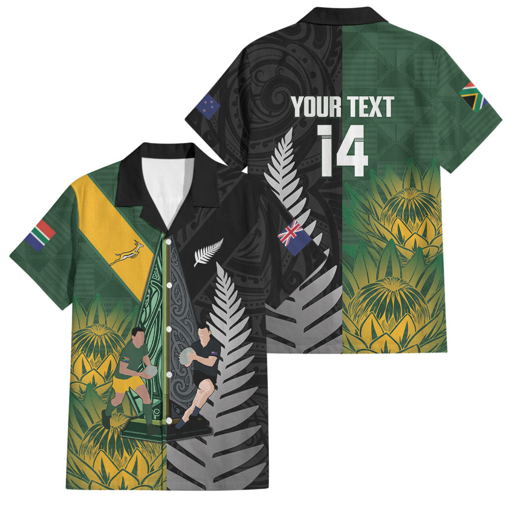 New Zealand and South Africa Rugby Custom Family Matching Off Shoulder Maxi Dress and Hawaiian Shirt Ultimate Rivalry All Black Springboks