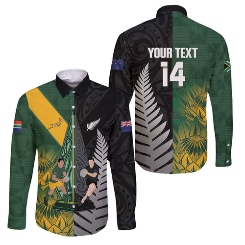 New Zealand and South Africa Rugby Custom Family Matching Off Shoulder Maxi Dress and Hawaiian Shirt Ultimate Rivalry All Black Springboks