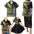 New Zealand and South Africa Rugby Custom Family Matching Puletasi and Hawaiian Shirt Ultimate Rivalry All Black Springboks