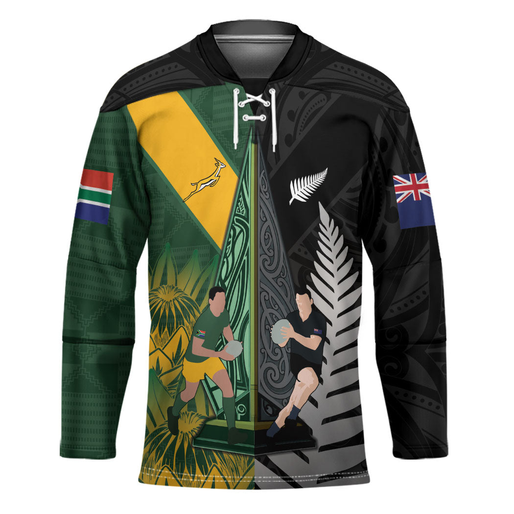 New Zealand and South Africa Rugby Custom Hockey Jersey Ultimate Rivalry All Black Springboks