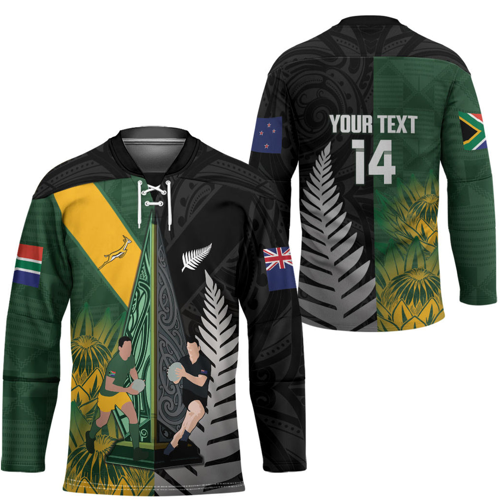 New Zealand and South Africa Rugby Custom Hockey Jersey Ultimate Rivalry All Black Springboks