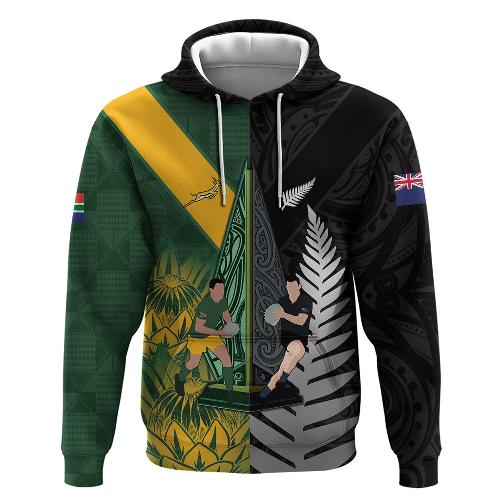 New Zealand and South Africa Rugby Custom Hoodie Ultimate Rivalry All Black Springboks