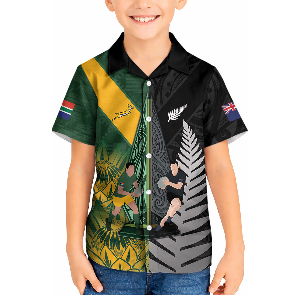 New Zealand and South Africa Rugby Custom Kid Hawaiian Shirt Ultimate Rivalry All Black Springboks
