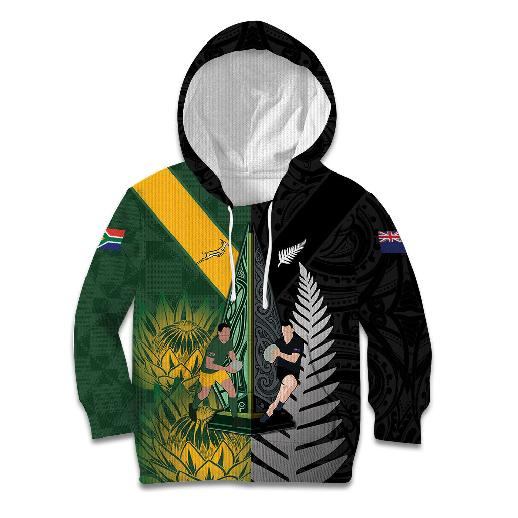 New Zealand and South Africa Rugby Custom Kid Hoodie Ultimate Rivalry All Black Springboks