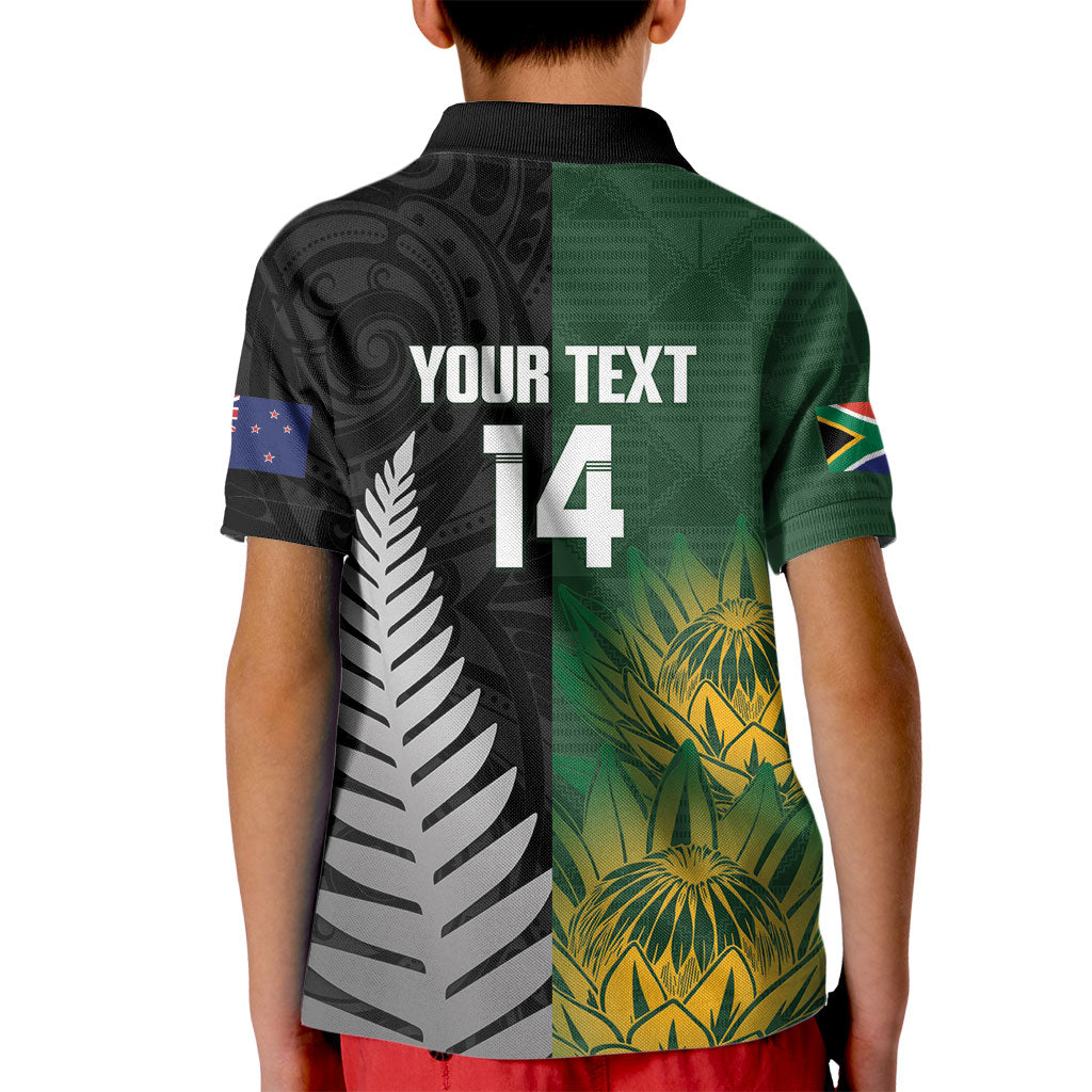New Zealand and South Africa Rugby Custom Kid Polo Shirt Ultimate Rivalry All Black Springboks