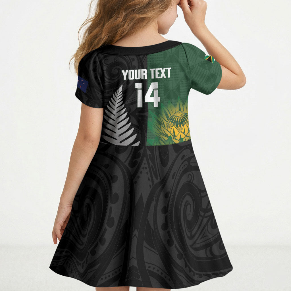 New Zealand and South Africa Rugby Custom Kid Short Sleeve Dress Ultimate Rivalry All Black Springboks
