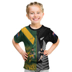 New Zealand and South Africa Rugby Custom Kid T Shirt Ultimate Rivalry All Black Springboks