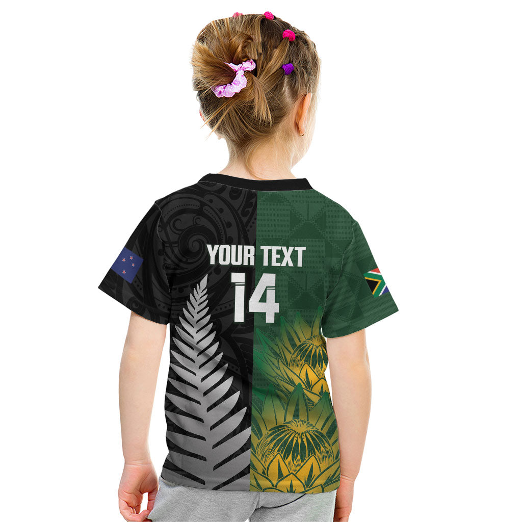 New Zealand and South Africa Rugby Custom Kid T Shirt Ultimate Rivalry All Black Springboks