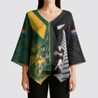 New Zealand and South Africa Rugby Custom Kimono Sleeve Blouse Ultimate Rivalry All Black Springboks