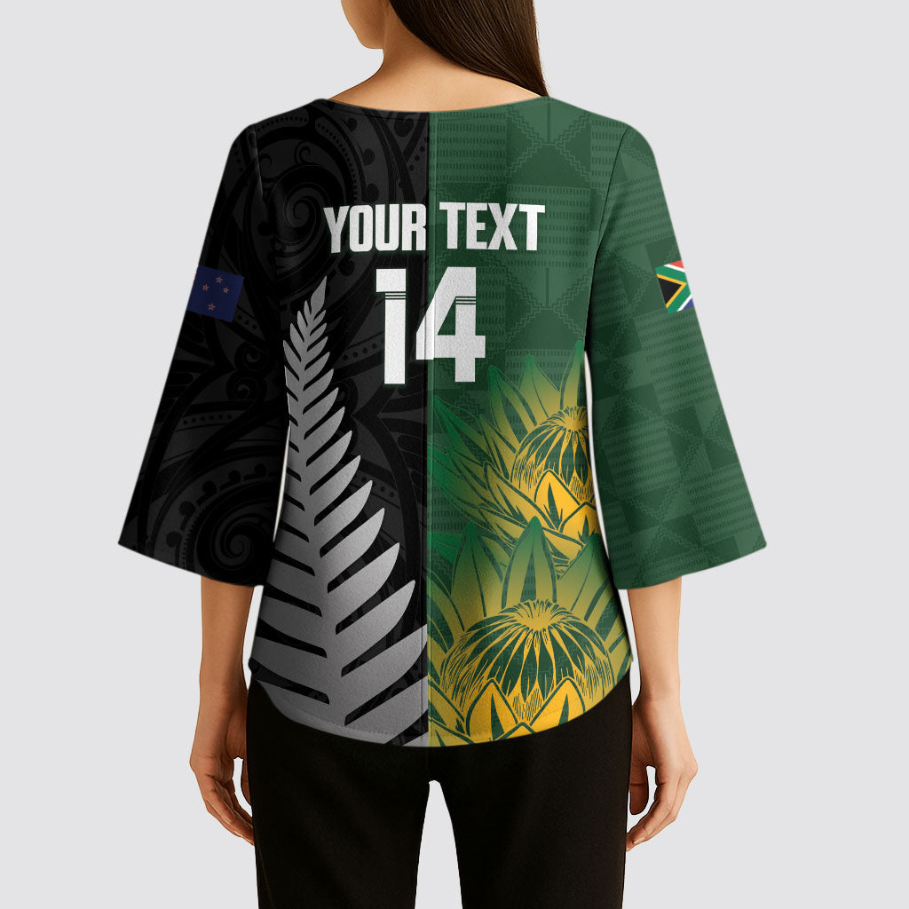New Zealand and South Africa Rugby Custom Kimono Sleeve Blouse Ultimate Rivalry All Black Springboks