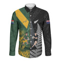 New Zealand and South Africa Rugby Custom Long Sleeve Button Shirt Ultimate Rivalry All Black Springboks