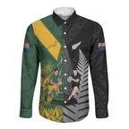 New Zealand and South Africa Rugby Custom Long Sleeve Button Shirt Ultimate Rivalry All Black Springboks