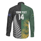 New Zealand and South Africa Rugby Custom Long Sleeve Button Shirt Ultimate Rivalry All Black Springboks