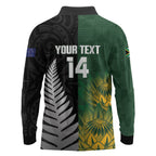 New Zealand and South Africa Rugby Custom Long Sleeve Polo Shirt Ultimate Rivalry All Black Springboks