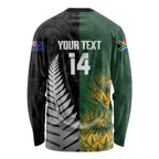 New Zealand and South Africa Rugby Custom Long Sleeve Shirt Ultimate Rivalry All Black Springboks